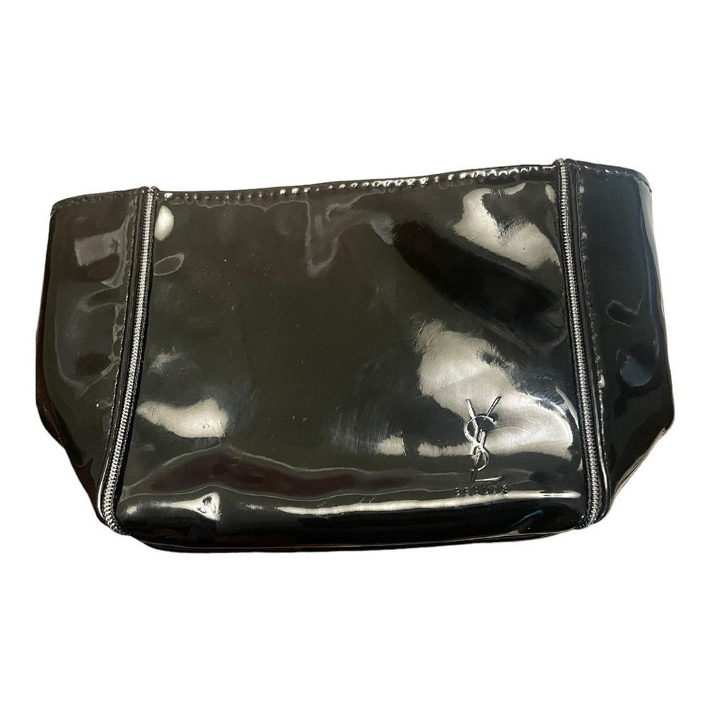 NWT YSL Yves Sant Laurent Black Patent Make Up Bag
